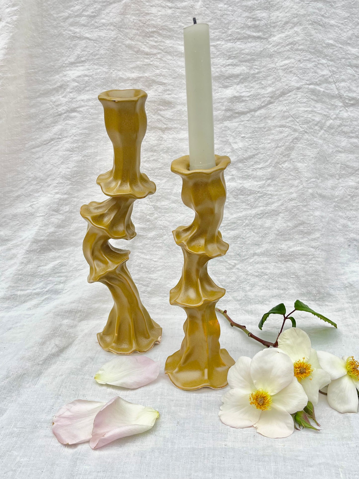 Datura Candlesticks -Ochre